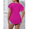 imageSOLY HUX Womens Plus Size Twist Front Deep V Neck Tee Tops Blouse Ruffle Short Sleeve Summer T ShirtPure Pink