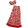 imageSOLY HUX Womens Boho 2 Piece Outfits Floral Print Colorful Tube Top and Ruffle Hem Maxi Skirt SetRed Floral
