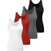 imageSOLY HUX Womens Plus Size 4 Packs Long Tank Tops Sleeveless Undershirts Layering Basic VestsWhite Red Grey Black