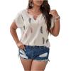 imageSOLY HUX Plus Size Blouses for Curvy Women Cute Boho Print Shirts V Neck Casual Summer Blouses TShirts TopsBeige Feather
