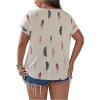 imageSOLY HUX Plus Size Blouses for Curvy Women Cute Boho Print Shirts V Neck Casual Summer Blouses TShirts TopsBeige Feather