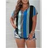 imageSOLY HUX Plus Size Blouses for Curvy Women Cute Boho Print Shirts V Neck Casual Summer Blouses TShirts TopsBlue Multi