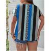 imageSOLY HUX Plus Size Blouses for Curvy Women Cute Boho Print Shirts V Neck Casual Summer Blouses TShirts TopsBlue Multi