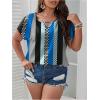 imageSOLY HUX Plus Size Blouses for Curvy Women Cute Boho Print Shirts V Neck Casual Summer Blouses TShirts TopsBlue Multi