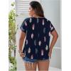 imageSOLY HUX Plus Size Blouses for Curvy Women Cute Boho Print Shirts V Neck Casual Summer Blouses TShirts TopsBlue Multi Feather