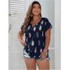 imageSOLY HUX Plus Size Blouses for Curvy Women Cute Boho Print Shirts V Neck Casual Summer Blouses TShirts TopsBlue Multi Feather