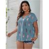 imageSOLY HUX Plus Size Blouses for Curvy Women Cute Boho Print Shirts V Neck Casual Summer Blouses TShirts TopsDusty Blue Feather
