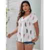 imageSOLY HUX Plus Size Blouses for Curvy Women Cute Boho Print Shirts V Neck Casual Summer Blouses TShirts TopsGraphic White