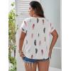 imageSOLY HUX Plus Size Blouses for Curvy Women Cute Boho Print Shirts V Neck Casual Summer Blouses TShirts TopsGraphic White