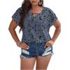 imageSOLY HUX Plus Size Blouses for Curvy Women Cute Boho Print Shirts V Neck Casual Summer Blouses TShirts TopsGrey and Black