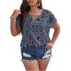 imageSOLY HUX Plus Size Blouses for Curvy Women Cute Boho Print Shirts V Neck Casual Summer Blouses TShirts TopsGrey and Black