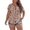 imageSOLY HUX Plus Size Blouses for Curvy Women Cute Boho Print Shirts V Neck Casual Summer Blouses TShirts TopsPink and Black