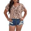imageSOLY HUX Plus Size Blouses for Curvy Women Cute Boho Print Shirts V Neck Casual Summer Blouses TShirts TopsPink and Black