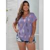 imageSOLY HUX Plus Size Blouses for Curvy Women Cute Boho Print Shirts V Neck Casual Summer Blouses TShirts TopsPurple Printed