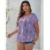 imageSOLY HUX Plus Size Blouses for Curvy Women Cute Boho Print Shirts V Neck Casual Summer Blouses TShirts TopsPurple Printed