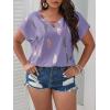 imageSOLY HUX Plus Size Blouses for Curvy Women Cute Boho Print Shirts V Neck Casual Summer Blouses TShirts TopsPurple Printed