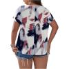imageSOLY HUX Plus Size Blouses for Curvy Women Cute Boho Print Shirts V Neck Casual Summer Blouses TShirts TopsRed Tie Dye