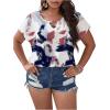 imageSOLY HUX Plus Size Blouses for Curvy Women Cute Boho Print Shirts V Neck Casual Summer Blouses TShirts TopsRed Tie Dye