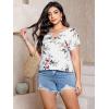 imageSOLY HUX Plus Size Blouses for Curvy Women Cute Boho Print Shirts V Neck Casual Summer Blouses TShirts TopsWhite Floral