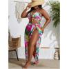 imageSOLY HUX Womens Plus Size 3 Piece Swimsuits Floral Print Halter Bikini Sets Bathing Suit with Beach SkirtMulti Tropical