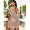imageSOLY HUX Womens Plus Size Casual Summer Short Sleeve Cover Up Hollow Out Split Swimsuit Bikini Beach DressCamel
