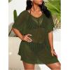 imageSOLY HUX Womens Plus Size Casual Summer Short Sleeve Cover Up Hollow Out Split Swimsuit Bikini Beach DressPlain Army Green
