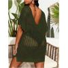 imageSOLY HUX Womens Plus Size Casual Summer Short Sleeve Cover Up Hollow Out Split Swimsuit Bikini Beach DressPlain Army Green