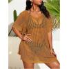 imageSOLY HUX Womens Plus Size Casual Summer Short Sleeve Cover Up Hollow Out Split Swimsuit Bikini Beach DressPlain Brown