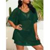 imageSOLY HUX Womens Plus Size Casual Summer Short Sleeve Cover Up Hollow Out Split Swimsuit Bikini Beach DressPlain Dark Green
