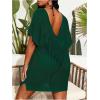 imageSOLY HUX Womens Plus Size Casual Summer Short Sleeve Cover Up Hollow Out Split Swimsuit Bikini Beach DressPlain Dark Green