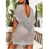 imageSOLY HUX Womens Plus Size Casual Summer Short Sleeve Cover Up Hollow Out Split Swimsuit Bikini Beach DressPlain Grey