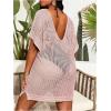 imageSOLY HUX Womens Plus Size Casual Summer Short Sleeve Cover Up Hollow Out Split Swimsuit Bikini Beach DressPlain Light Pink