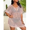 imageSOLY HUX Womens Plus Size Casual Summer Short Sleeve Cover Up Hollow Out Split Swimsuit Bikini Beach DressPlain Light Pink