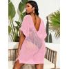 imageSOLY HUX Womens Plus Size Casual Summer Short Sleeve Cover Up Hollow Out Split Swimsuit Bikini Beach DressPlain Pink