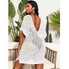 imageSOLY HUX Womens Plus Size Casual Summer Short Sleeve Cover Up Hollow Out Split Swimsuit Bikini Beach DressWhite Plain