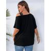imageSOLY HUX Womens Plus Size Cold Shoulder Contrast Lace Short Sleeve Tee T Shirt Summer TopsBlack