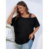 imageSOLY HUX Womens Plus Size Cold Shoulder Contrast Lace Short Sleeve Tee T Shirt Summer TopsBlack