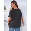 imageSOLY HUX Womens Plus Size Cold Shoulder Contrast Lace Short Sleeve Tee T Shirt Summer TopsDark Grey