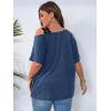 imageSOLY HUX Womens Plus Size Cold Shoulder Contrast Lace Short Sleeve Tee T Shirt Summer TopsDusty Blue