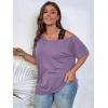 imageSOLY HUX Womens Plus Size Cold Shoulder Contrast Lace Short Sleeve Tee T Shirt Summer TopsLilac Purple