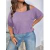 imageSOLY HUX Womens Plus Size Cold Shoulder Contrast Lace Short Sleeve Tee T Shirt Summer TopsLilac Purple
