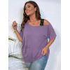 imageSOLY HUX Womens Plus Size Cold Shoulder Contrast Lace Short Sleeve Tee T Shirt Summer TopsLilac Purple