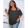 imageSOLY HUX Womens Plus Size Cold Shoulder Contrast Lace Short Sleeve Tee T Shirt Summer TopsPlain Dark Grey