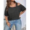imageSOLY HUX Womens Plus Size Cold Shoulder Contrast Lace Short Sleeve Tee T Shirt Summer TopsPlain Dark Grey