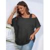 imageSOLY HUX Womens Plus Size Cold Shoulder Contrast Lace Short Sleeve Tee T Shirt Summer TopsPlain Dark Grey