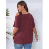 imageSOLY HUX Womens Plus Size Cold Shoulder Contrast Lace Short Sleeve Tee T Shirt Summer TopsPlain Red