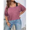 imageSOLY HUX Womens Plus Size Cold Shoulder Contrast Lace Short Sleeve Tee T Shirt Summer TopsPlain Redwood