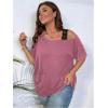 imageSOLY HUX Womens Plus Size Cold Shoulder Contrast Lace Short Sleeve Tee T Shirt Summer TopsPlain Redwood