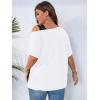imageSOLY HUX Womens Plus Size Cold Shoulder Contrast Lace Short Sleeve Tee T Shirt Summer TopsPlain White