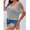 imageSOLY HUX Womens Plus Size Cold Shoulder Tops Summer Casual Trendy Scoop Neck Loose Tees T ShirtsBlack and White